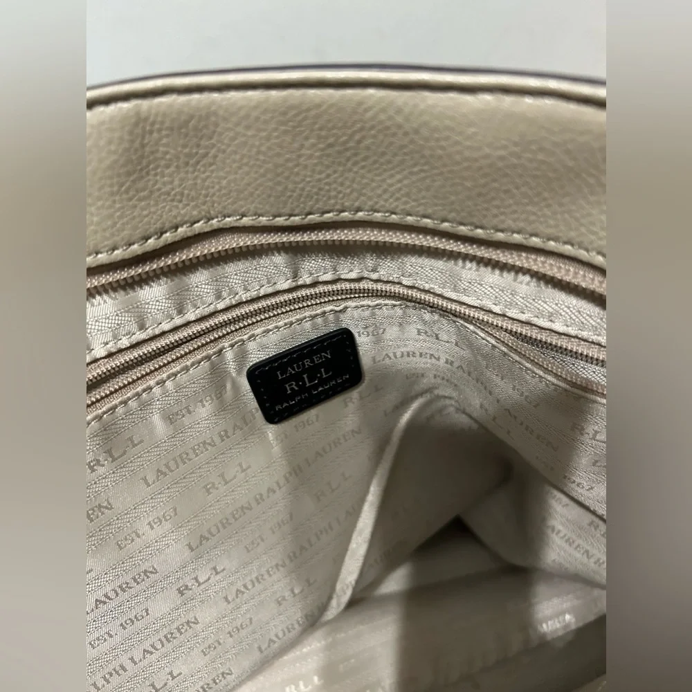Ralph Lauren large Shoulder purse tote bag Ivory Taupe Black
